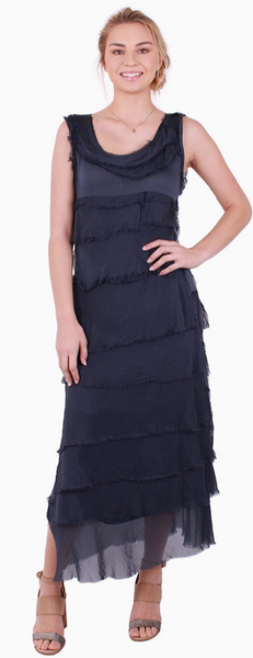 GIGI MODA:  SLEEVELESS LONG RUFFLE DRESS