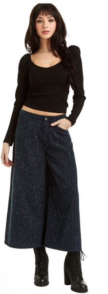 TRACTR:  CROP WIDE LEG PINSTRIPE JEAN