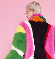 JAYLEY:  MIXED FAUX FUR RAINBOW COAT