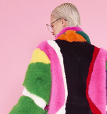 JAYLEY:  MIXED FAUX FUR RAINBOW COAT