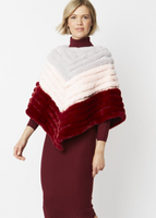 JAYLEY:  FAUX FUR/SUEDE STRIPE PONCHO