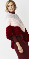 JAYLEY:  FAUX FUR/SUEDE STRIPE PONCHO