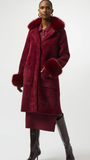 JOSEPH RIBKOFF:  DETACH COLLAR/CUFF FAUX FUR COAT