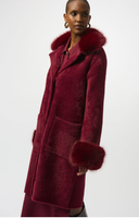JOSEPH RIBKOFF:  DETACH COLLAR/CUFF FAUX FUR COAT