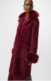 JOSEPH RIBKOFF:  DETACH COLLAR/CUFF FAUX FUR COAT