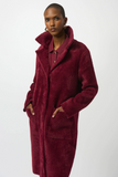JOSEPH RIBKOFF:  DETACH COLLAR/CUFF FAUX FUR COAT