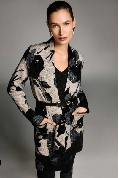 JOSEPH RIBKOFF:  TEXTURED MID LENGTH SWEATER JKT