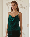SKIES ARE BLUE:  VELVET CAMI/RHINESTONE STRAPS