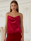 SKIES ARE BLUE:  VELVET CAMI/RHINESTONE STRAPS