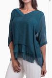 GIGI MODA:  DOUBLE V NECK RAW EDGE KAFTAN TOP