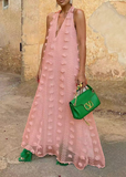 ROSA:  HALTER V NECK SWING STREAMER DRESS