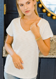 ERIN GRAY:  SHORT SLEEVE MESSY V TEE