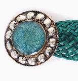 LOGIONLINE:  WIDE WOVEN LEATHER BELT/RND BUCKLE