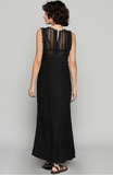 SALE POL:  SLVLS V NECK KNIT/LACE TRIM MAXI DRESS