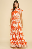 PINCH:  GEO PATTERN TIERED DRAWSTRING MAXI DRESS