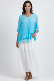 GIGI MODA:  DOUBLE V NECK RAW EDGE KAFTAN TOP