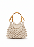 ANJU:  MACRAME BAG W/CANE HANDLES