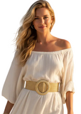 BC BAGS:  WOVEN STRETCH BELT/CIRCLE BUCKLE
