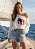 LE LIS:  OFF SHOULDER OVERSIZE FLAG SWTR