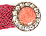 LOGIONLINE:  WIDE WOVEN LEATHER BELT/RND BUCKLE