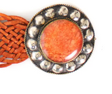 LOGIONLINE:  WIDE WOVEN LEATHER BELT/RND BUCKLE