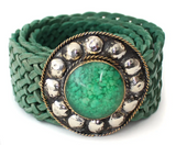 LOGIONLINE:  MED WOVEN LEATHER BELT/RND BUCKLE