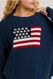 LE LIS:  CREW OVERSIZE COTTON FLAG SWEATER
