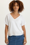 XCVI WEARABLES:  DASHELL TWILL CORDED V NECK TOP