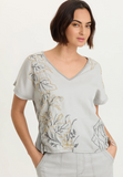 XCVI WEARABLES:  EMBROIDERED DASHELL TWILL TOP