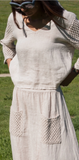 GIGI MODA:  PRIMAVERA MIDI LINEN & CROCHET SKIRT