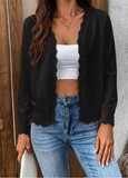 LOVESOFT:  SCALLOP EDGE V NECK CARDIGAN