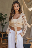 MILIO MILANO:  CROCHET TIE SWEATER/BELL SLV