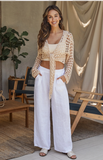 MILIO MILANO:  CROCHET TIE SWEATER/BELL SLV