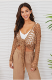 MILIO MILANO:  CROCHET TIE SWEATER/BELL SLV