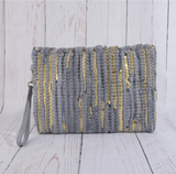 ANARCHY STREET:  METALLIC STRIPE CLUTCH/BAG
