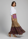 EMBERLOOM:  PRINTED OMBRE TIERED MAXI SKIRT