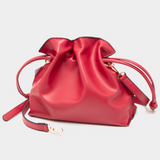 WEARING OF THE GREEN! BAGS!:  SOLID FAUX LEATHER BUCKET BAG