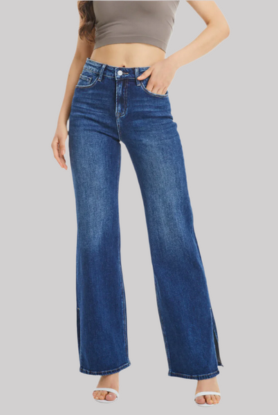 BAYEAS:  HI RISE SIDE SLIT WIDE LEG JEAN