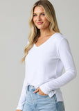 ERIN GRAY:  L/S JEANS V NECK TEE