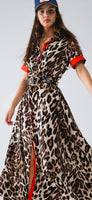 Q2:  MAXI LEOPARD BUTTON DOWN DRESS