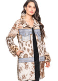 ADORE:  MIXED MEDIA DENIM FAUX FUR TRIM COAT