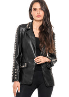 ADORE:  STUDDED FAUX LEATHER BLAZER