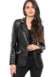 ADORE:  STUDDED FAUX LEATHER BLAZER