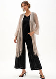 JOSEPH RIBKOFF:  OPEN STITCH DRAPED FRINGE COVER UP