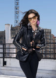 ADORE:  STUDDED FAUX LEATHER BLAZER