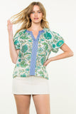THML:  S/S FLORAL & STRIPE TOP