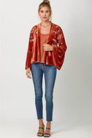 MYSTREE:  EMBROIDERY VELVET KIMONO