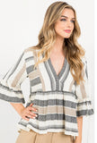 THML:  STRIPE BELL SLEEVE TOP