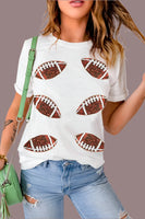 LITTLE DAISY:  S/S SEQUIN FOOTBALL TEE SHIRT