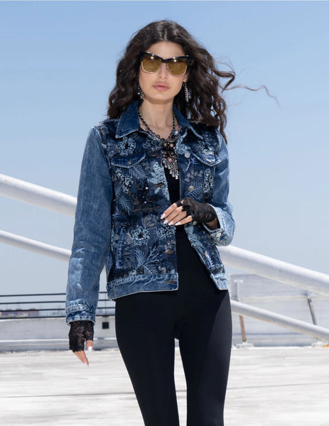 ADORE:  DENIM JACKET W/SEQUINS
